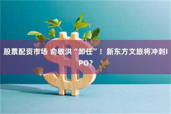 股票配资市场 俞敏洪“卸任”！新东方文旅将冲刺IPO？