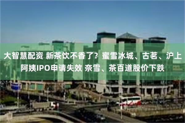 大智慧配资 新茶饮不香了？蜜雪冰城、古茗、沪上阿姨IPO申请失效 奈雪、茶百道股价下跌