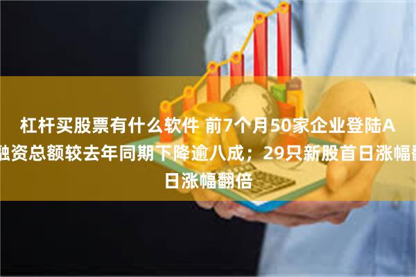 杠杆买股票有什么软件 前7个月50家企业登陆A股 融资总额较去年同期下降逾八成；29只新股首日涨幅翻倍