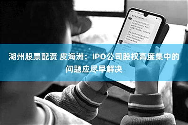 湖州股票配资 皮海洲：IPO公司股权高度集中的问题应尽早解决