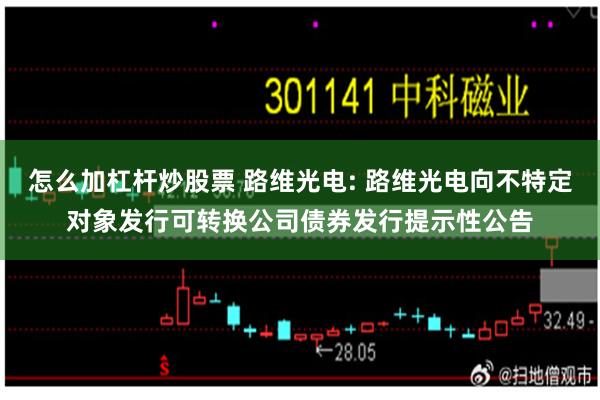 怎么加杠杆炒股票 路维光电: 路维光电向不特定对象发行可转换公司债券发行提示性公告