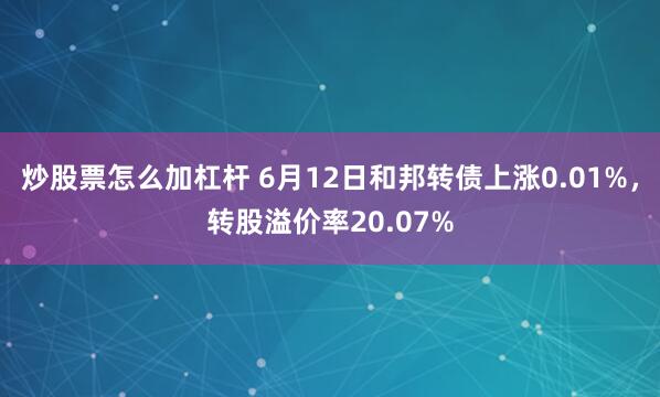 炒股票怎么加杠杆 6月12日和邦转债上涨0.01%，转股溢价率20.07%