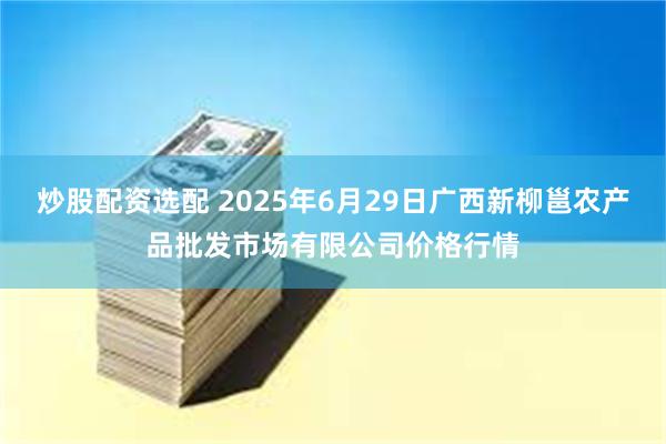 炒股配资选配 2025年6月29日广西新柳邕农产品批发市场有限公司价格行情