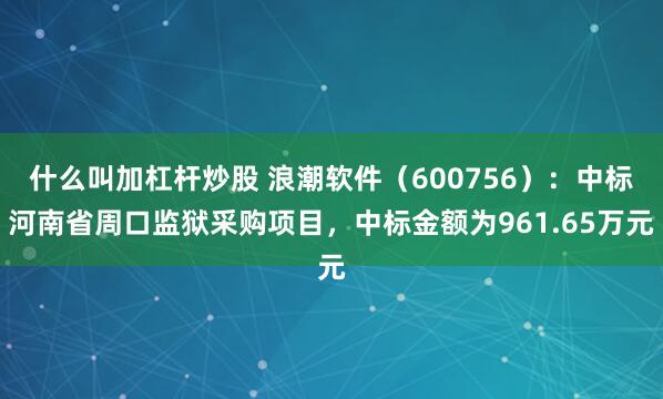 什么叫加杠杆炒股 浪潮软件（600756）：中标河南省周口监狱采购项目，中标金额为961.65万元