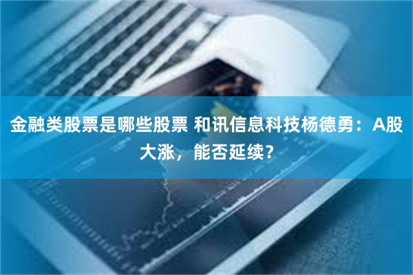 金融类股票是哪些股票 和讯信息科技杨德勇：A股大涨，能否延续？
