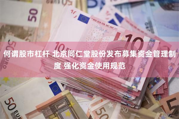 何谓股市杠杆 北京同仁堂股份发布募集资金管理制度 强化资金使用规范