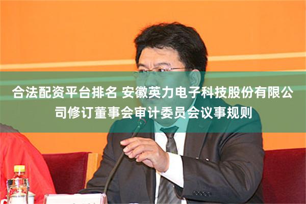合法配资平台排名 安徽英力电子科技股份有限公司修订董事会审计委员会议事规则