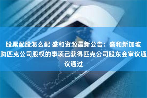 股票配股怎么配 盛和资源最新公告：盛和新加坡收购匹克公司股权的事项已获得匹克公司股东会审议通过